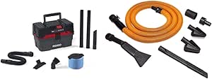 RIDGID 50318 4500RV ProPack Wet Dry Vac, 4.5-Gallon Portable Wet Dry Vacuum, Blower Port & VT2534 7-Piece Auto Detailing Vacuum Hose Accessory Kit for 1 1/4 Inch Vacuums