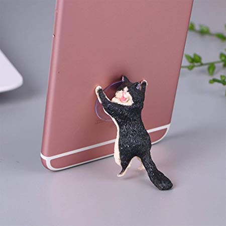 Leoie Cute Cartoon Cat Phone Holder Car Mount Sucker Bracket Universal for Sumsung Huawei LG iPhone X XS 8 7 6 Black