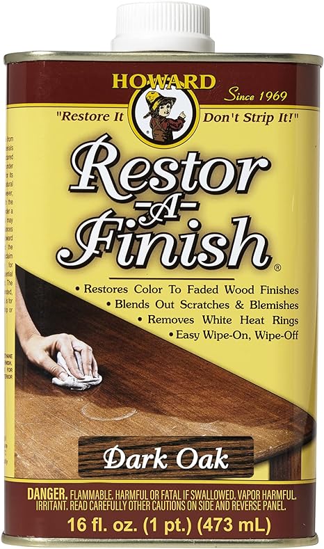 Howard Restor-A-Finish Dark Oak RF7016 Restore The Original Finish Remove Heat and Stain Marks on Wooden Furniture 473ml