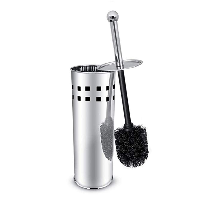 GiniHome Toilet Brush and Holder, 304 Bamboo Charcoal Stainless Steel Toilet Brush for Bathroom Storage and Organization - Space Saving, Sturdy, Toilet Cleaner, Odor Free-Black