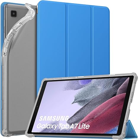 MoKo Case Fits Samsung Galaxy Tab A7 Lite 8.7" 2021 (SM-T225/T220/T227), Slim Lightweight Smart Case Trifold Stand Case with Soft TPU Translucent Frosted Back Shell for Galaxy Tab A7 Lite, Blue Wave