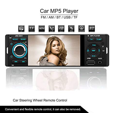 ATian 4.1 Inch TFT 1080P Touchscreen In-dash Radio, Bluetooth, MP3/MP4/MP5/USB/SD AM/FM Car Stereo Support USB SD Card AUX Input Wireless Remote Control ¡­
