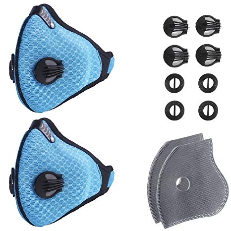 Unigear Activated Carbon Dustproof/Dust Mask - with Extra Filter Cotton Sheet and Valves for Exhaust Gas, Pollen Allergy, PM2.5, Running, Cycling, Outdoor Activities