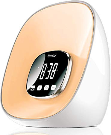 Sunrise Alarm Clock Blonbar Wake-Up Light Alarm Clock 7 Colored Night Light with FM Radio Snooze, Multiple Alarm Sounds, Adjustable Brightness and Touch Control for Kids and Bedroom