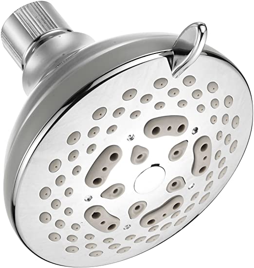 HOTEL SPA - Shower Head High Pressure with High Flow Showerhead - 4.25 Inch Rain Shower Head - Chrome Shower Heads, 7-Setting, French Designer Collection, Showerspa (Chrome)