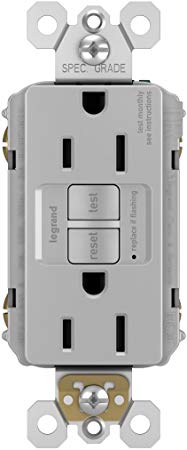 Legrand - Pass & Seymour radiant 1597GRYCCD12 15 Amp Self-Test GFCI Safety Outlet, Gray