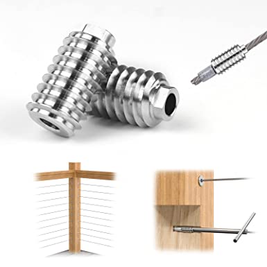 Muzata 40Pack 3/16" Invisible Cable Railing Kit Swage Lag Screw Tensioner CableGenie T316 Stainless Steel Completely Hidden for for 4x4 6x6 8x8 Wood Posts Deck Stairs CR99, CV1 CG1