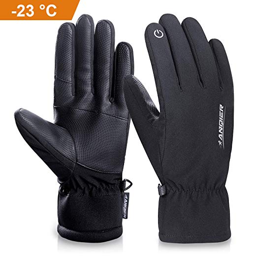 Anqier Winter Warm Touch Screen Gloves -10°F(-23℃) Cold Proof Thermal 3M Thinsulate Work Outdoor Sports Glove Windproof Water-Resistant Warm Hands in Cold Weather Women Men