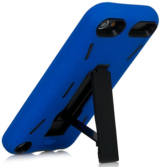 iPod Touch, iSee Case (TM) Rugged Hybrid Dual Layer Protection Kickstand Full Cover Case with Video Watching Stand for Apple iPod touch 6 6th Generation/ 5 5th Generation (it6-Armor Blue on Black)