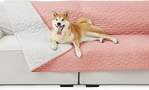 Bedsure 100% Waterproof Couch Cover for Dogs Washable - Non Slip Waterproof Blanket Large for Bed Sofa, Lightweight Furniture Protector Durable for Pet Cat Puppy with Non-Slip Bottom, Pink, 52x82IN