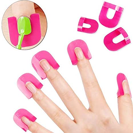 DNHCLL 26 Pcs (10 Sizes)/Set Professional Reusable Soft Plastic Nail Polish Stencil,Spill Proof Manicure Protector Tools