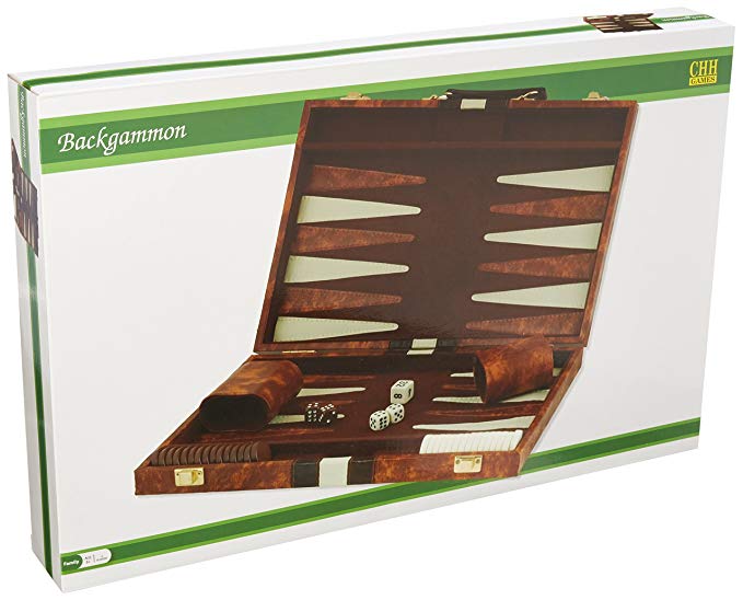 CHH 3011L Backgammon Set, 18-Inch (Brown/White)