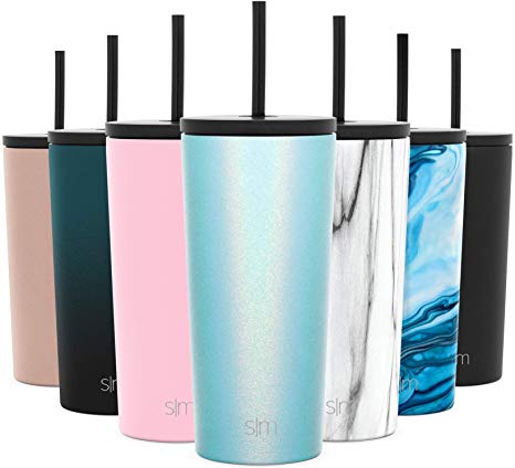 Simple Modern 590mL Classic Travel Mug Tumbler with Straw Lid and Flip Lid - Flask Coffee Beer Insulated Beer Pint Cup - 18/8 Stainless Steel Shimmer: Aqua Aura