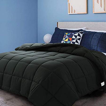 CottonHouse Queen Size All Season Comforter Breathable Hypoallergenic Reversible Quilted Darkgrey Duvet Insert Stand Alone Comforter Down Alternative Fill with Corner tabs,Machine Washable