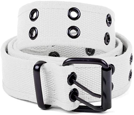 Casual Unisex Canvas Belt Double Hole Belt - Double Grommets Belt for Men and Women