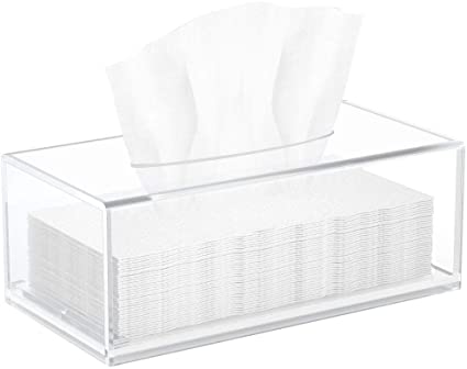 HIIMIEI Acrylic Tissue Box Cover Clear Tissue Holder Napkin Dispenser for Home Office Restaurant