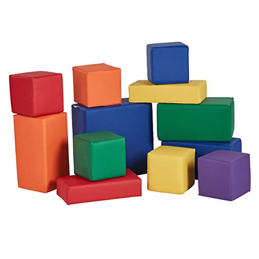 ECR4Kids Softzone Stack-A-Block, Soft Foam Play Set for Kids, Assorted (12-Piece)