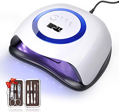 168W UV LED Nail Lamp, 42 Lights Faster Gel Nail Dryer Professional Curing Nail Lamp for Gel Polish with 4 Timer Setting, Auto Sensor Manicure Set Nail Art Tools for Fingernail and Toenail