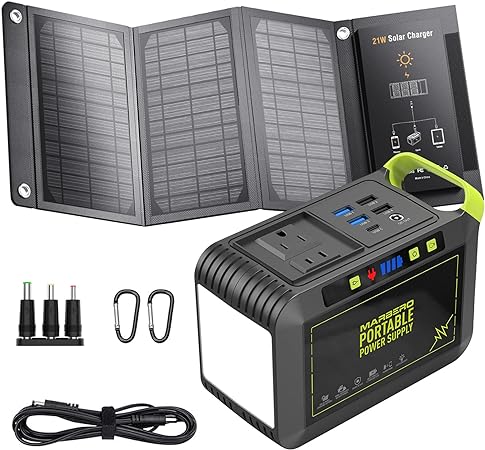 MARBERO 88Wh Portable Power Station 24000mAh Camping Solar Generator with 21W Solar Panel for CPAP Home Camping Emergency Backup