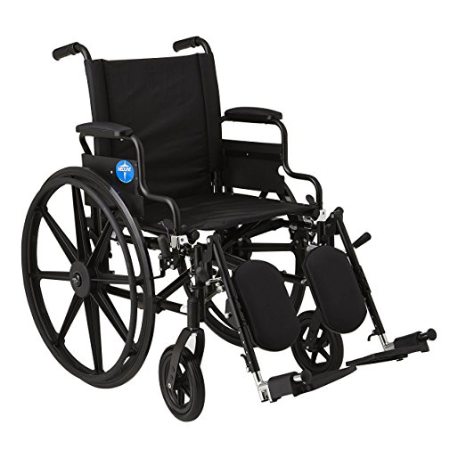 Medline Premium Ultra-lightweight Wheelchair with Flip-Back Desk Arms and Elevating Leg Rests for Extra Comfort, Black, 18” x 16" Seat