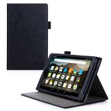 Fire 7 Case roocase Dual View 2015 Amazon Fire 7 PU Leather Folio Case Cover Stand 2015 Black
