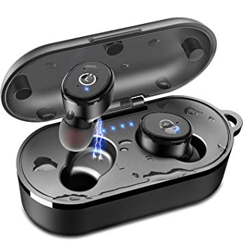 TOZO T10 TWS Bluetooth 5.0 Earbuds 【True Wireless Stereo】 Headphones IPX8 Waterproof in-Ear Wireless Charging Case Built-in Mic Headset Premium Sound with Deep Bass for Running Sport