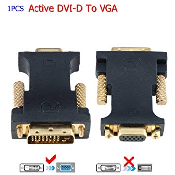 CableDeconn DVI VGA Adapter, Active DVI-D 24 1 to VGA Link Video Adapter Cable Converter for PC DVD Monitor HDTV (E0401)