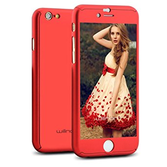 iPhone 6 Case, Willnorn® [Norn One] Full Body Coverage Protection Hard Slim iPhone 6 Case with Tempered Glass Screen Protector for Apple iPhone 6 4.7" (Red)