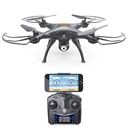 Holy Stone HS120 Wifi FPV Drone with Adjustable HD Camera Live Video RC Quadcopter with Altitude Hold, App Control and 3D VR Headset Compatible, RTF Easy to Fly for Beginner and Expert, Color Black