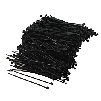 Prudance Black Plastic Cable Zip Tie Bulk Pack with 1000 Zip Ties - 80mm x 2mm - Durable and Easy to Use