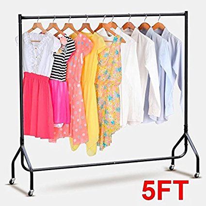 go2buy Heavy Duty Quality 5ft Strong Iron Clothes Rail Stand Rack Market Hanging Display