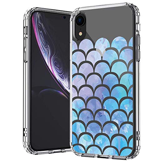 MOSNOVO iPhone XR Case, Clear iPhone XR Case, Mermaid Scale Pattern Clear Design Transparent Plastic Hard Back Case with Soft TPU Bumper Protective Case Cover for Apple iPhone XR