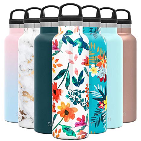 Simple Modern 20oz Ascent Water Bottle - Hydro Vacuum Insulated Tumbler Flask w/Handle Lid - Double Wall Stainless Steel Reusable - Leakproof Pattern: Florista