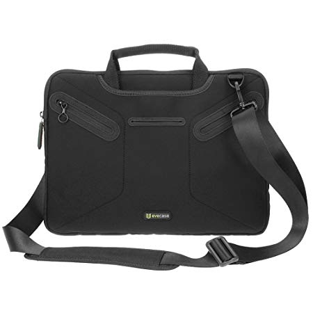 Microsoft Surface Book 13.5 inch Messenger Bag, Evecase Ultra Portable Neoprene Messenger Briefcase Shoulder Tote Bag with Handle and Accessory Pocket - Black