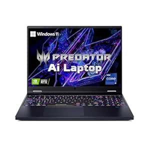 Acer Predator Helios 16 AI Gaming Laptop 14th Gen Intel Core i9 Processor (32 GB RAM/1 TB SSD/NVIDIA GeForce RTX 4080/240Hz/Wifi 7/Win11 Home) PH16-72 with 40.64 cm (16") WQXGA IPS Display, 2.65 KG