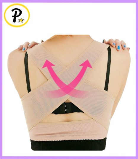 Presadee® Women's Hunchback Posture Shape Corrector Upper Shoulder With Push Up Bra Chest Support (S/M, Beige)
