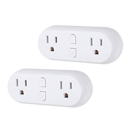 HBN WiFi Heavy Duty Dual Outlet Smart Plug with Individual Control, No Hub RequiredWhite, Compatible with Alexa and Google Assistant, 2.4 Ghz Network Only (2 Pack)