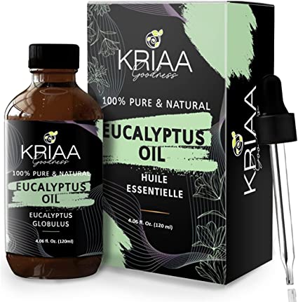 KRIAA Goodness Eucalyptus Essential Oil 120 ml with Glass Dropper - 100% Pure & Undiluted, Ideal for Aromatherapy, DIY, Relaxation & Mood Upliftment, Natural Scent, Multipurpose & Cost-Effective