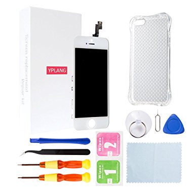 YPLANG LCD Touch Screen Replacement Screen Digitizer Frame Assembly Full Set Kit with Free Tools for iPhone 5s 4 inch (white)