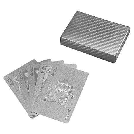 SolarMatrix Waterproof Plastic Silver Playing Cards ,Poker Cards, Deck of Cards(Silver)