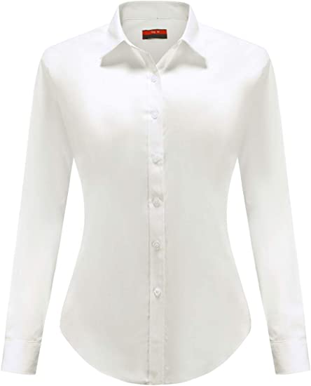 Dioufond Womens Wrinkle Free Shirts Button Down Ladies Basic Work Shirt