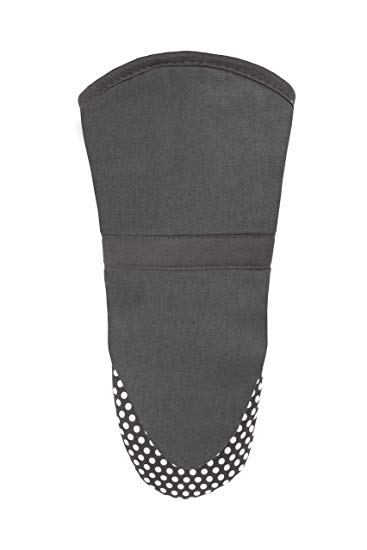 RITZ Royale Cotton Twill Puppet Oven Mitt with Silicone Dot Non-Slip Grip, 13-inch, Graphite Grey