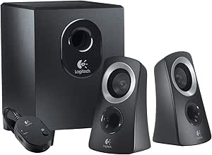 Logitech Z313 2.1 Lautsprecher-System mit Subwoofer, 50 Watt Spitzenleistung, 3,5 mm Eingang, Kopfhörerbuchse, Bedienelemente am Steuergerät, UK Stecker, PC/TV/Tablet/Handy - Schwarz