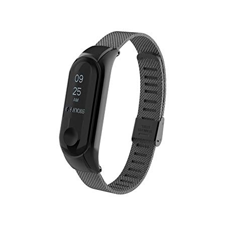T-BLUER Replacement Wrist Stainless Steel Strap Wirstband for Xiaomi Mi Band 3 Smart Bracelet Accessories(No Tracker)
