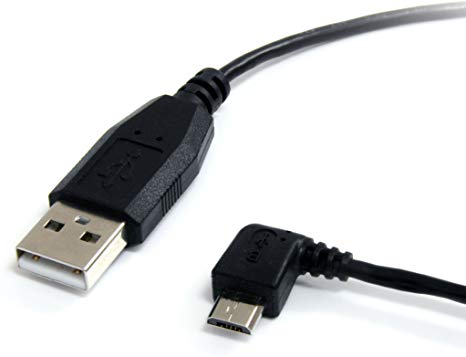 StarTech.com UUSBHAUB6LA 6 ft (1.8 m) USB to Micro USB Cable, USB 2.0 A to Left Angle Micro B, Black, Micro USB Cable