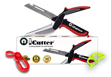 iGear iCutter Multipurpose Shears Kitchen Cutting Tool (Built in Cutter Board with Chef Knife, Scissors, Fruit Peeler, Bottle Opener, Fish Scalper) Perfect for Picnic As Seen on TV