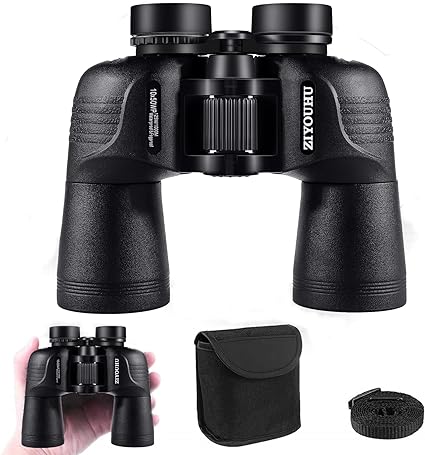 Binoculars DE10x50 HD High Binoculars for Adults and Kids,Compact Binoculars with Low Light Night Vision,Paul Large Objective Telescope Patrol Mirror for Bird Watching,Hunting