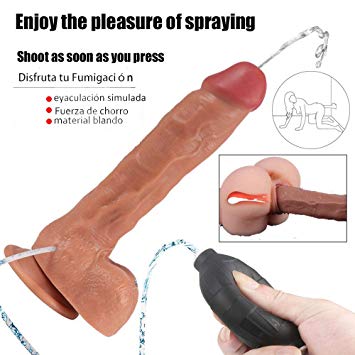 Spraying Simulation Dicks Silicone-Dǐldó with Powerful Suction Cup for Hands-Free Play 24CM