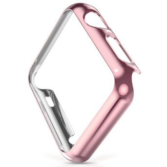 Apple Watch Case,Biaoge Super Thin PC Plated Plating Protective Bumper Case for Apple Watch 38MM (38mm Rose Gold for Apple Watch Sport & edition)