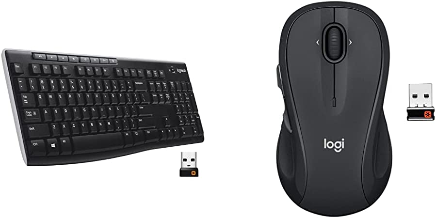 Logitech K270 Wireless Keyboard & M510 Wireless Computer Mouse for PC with USB Unifying Receiver - Graphite